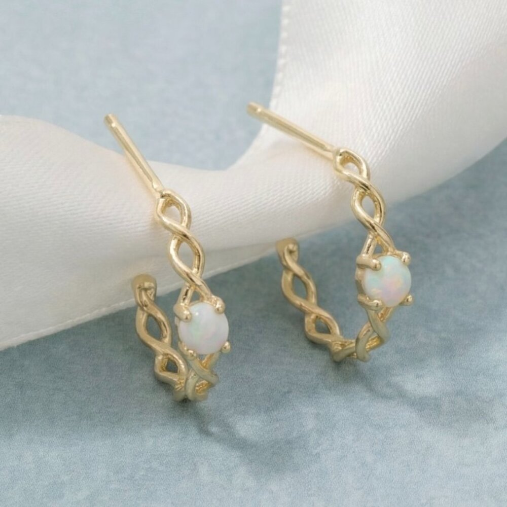 DEANNA TWISTED OPAL MINI HOOP EARRINGS